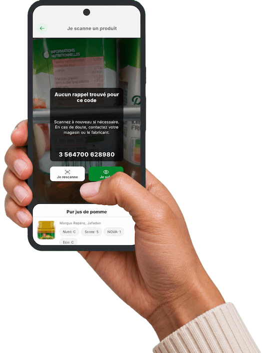 Écran de l'application Alerte-Conso